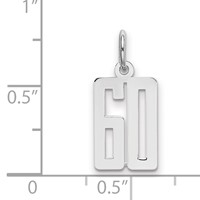 Sterling Silver Rhodium-plated Elongated Number 60 Charm view 2