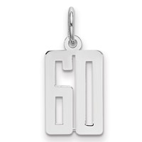 Sterling Silver Rhodium-plated Elongated Number 60 Charm view 1