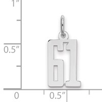 Sterling Silver Rhodium-plated Elongated Number 61 Charm view 2