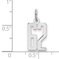 Sterling Silver Rhodium-plated Elongated Number 62 Charm view 2