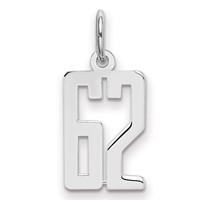Sterling Silver Rhodium-plated Elongated Number 62 Charm view 1