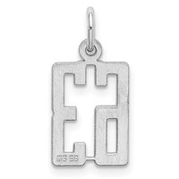 Sterling Silver Rhodium-plated Elongated Number 63 Charm view 4