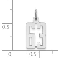 Sterling Silver Rhodium-plated Elongated Number 63 Charm view 3