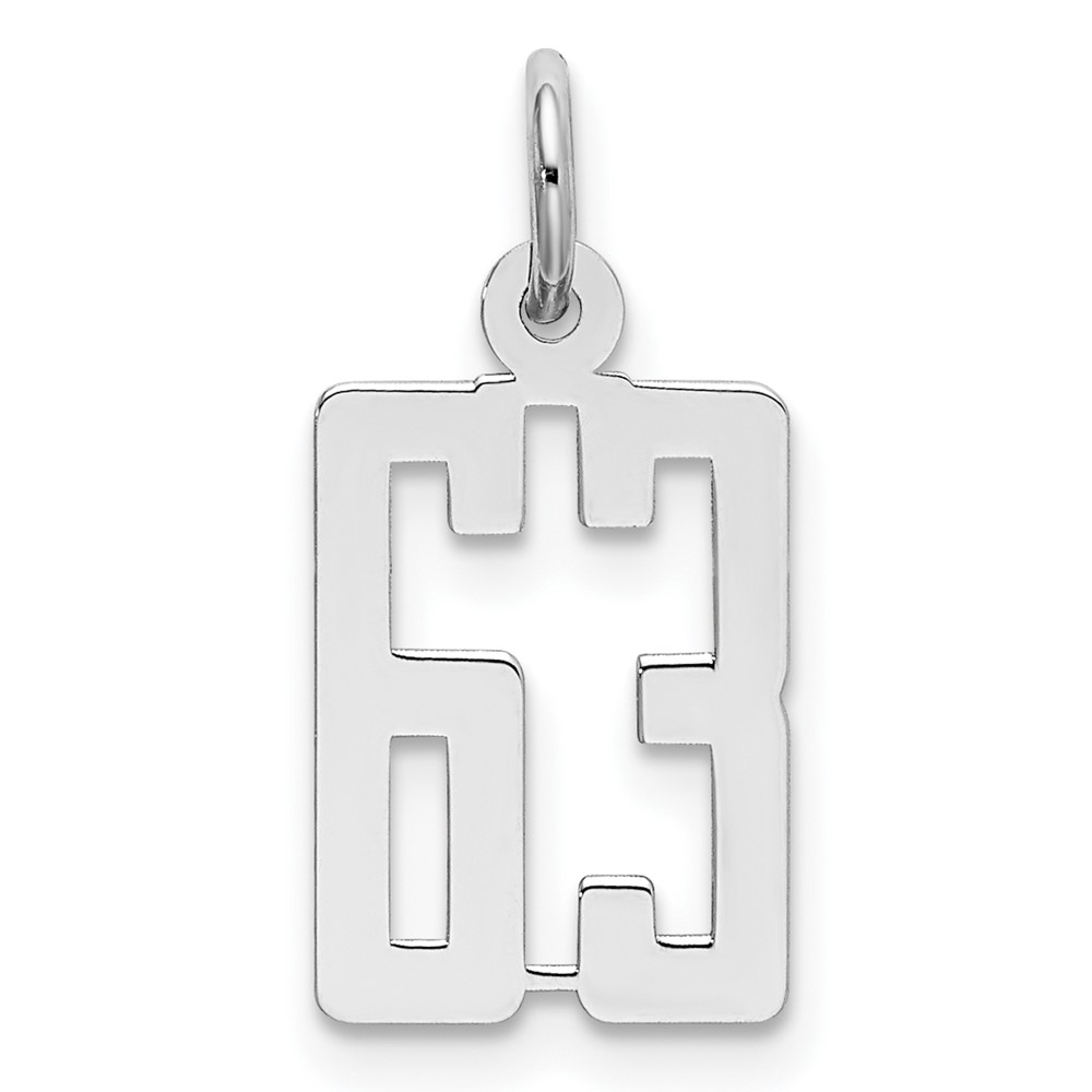 Sterling Silver Rhodium-plated Elongated Number 63 Charm