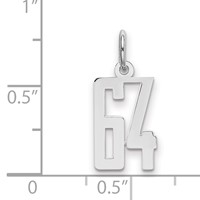 Sterling Silver Rhodium-plated Elongated Number 64 Charm view 2