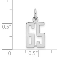 Sterling Silver Rhodium-plated Elongated Number 65 Charm view 3