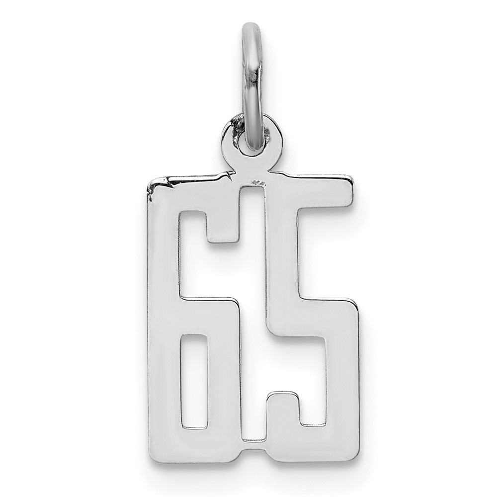 Sterling Silver Rhodium-plated Elongated Number 65 Charm
