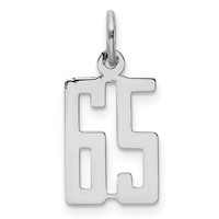 Sterling Silver Rhodium-plated Elongated Number 65 Charm view 1
