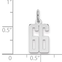 Sterling Silver Rhodium-plated Elongated Number 66 Charm view 2