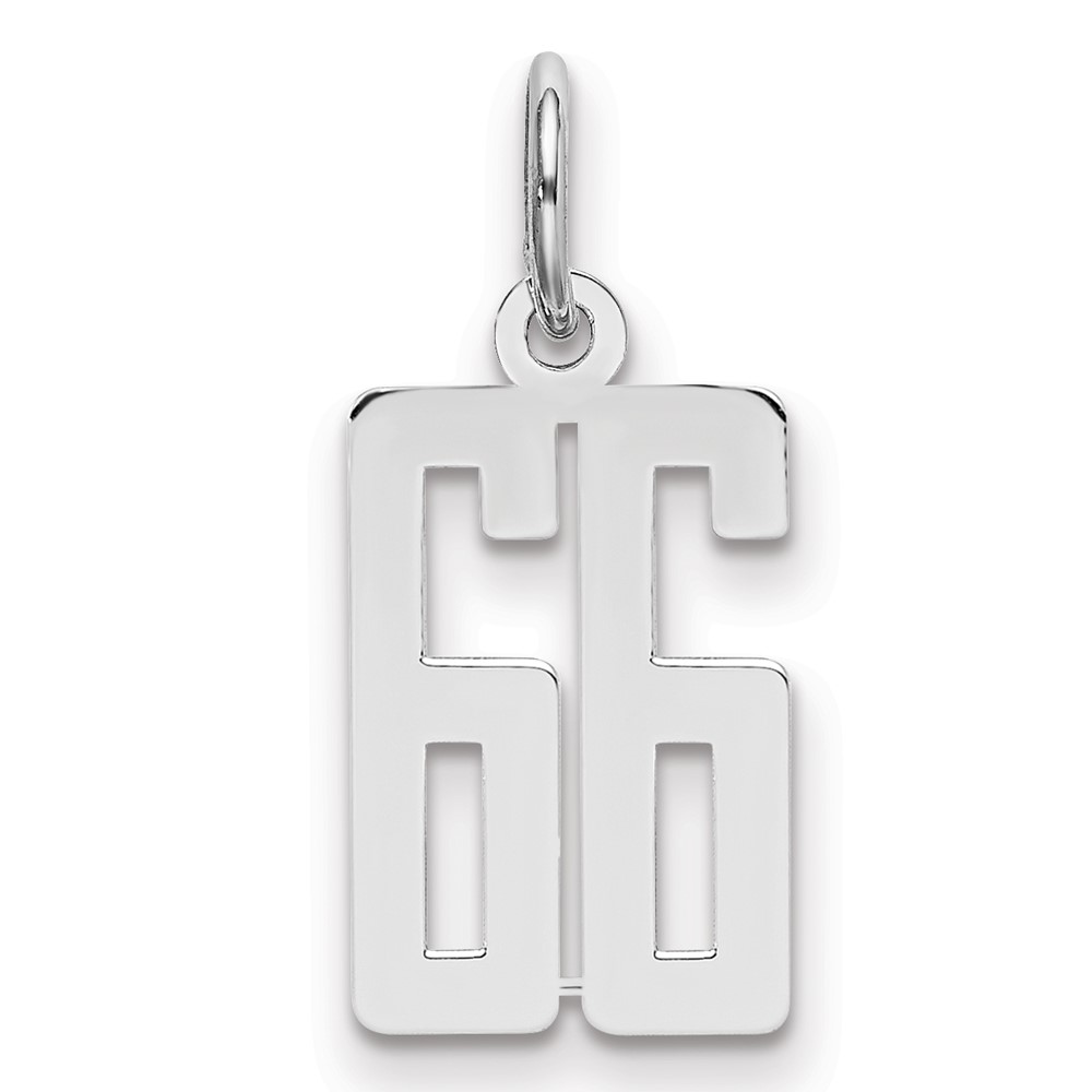 Sterling Silver Rhodium-plated Elongated Number 66 Charm