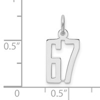 Sterling Silver Rhodium-plated Elongated Number 67 Charm view 3