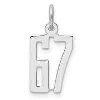 Sterling Silver Rhodium-plated Elongated Number 67 Charm view 1
