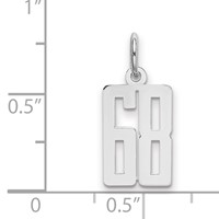 Sterling Silver Rhodium-plated Elongated Number 68 Charm view 2