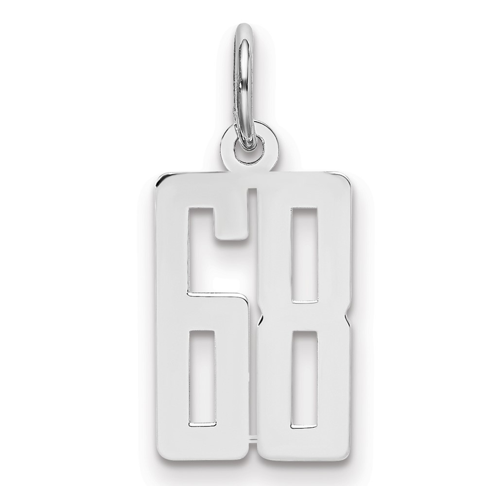 Sterling Silver Rhodium-plated Elongated Number 68 Charm
