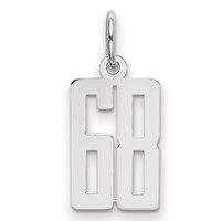Sterling Silver Rhodium-plated Elongated Number 68 Charm view 1