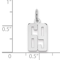 Sterling Silver Rhodium-plated Elongated Number 69 Charm view 2