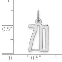 Sterling Silver Rhodium-plated Elongated Number 70 Charm view 3