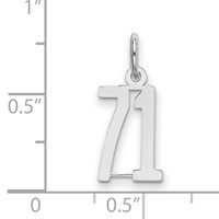Sterling Silver Rhodium-plated Elongated Number 71 Charm view 2