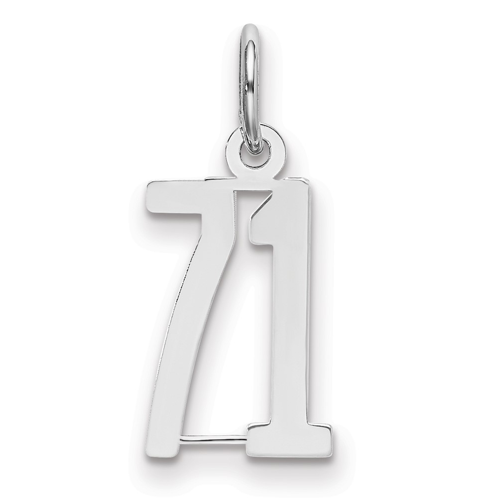 Sterling Silver Rhodium-plated Elongated Number 71 Charm