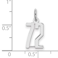 Sterling Silver Rhodium-plated Elongated Number 72 Charm view 2