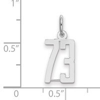 Sterling Silver Rhodium-plated Elongated Number 73 Charm view 2