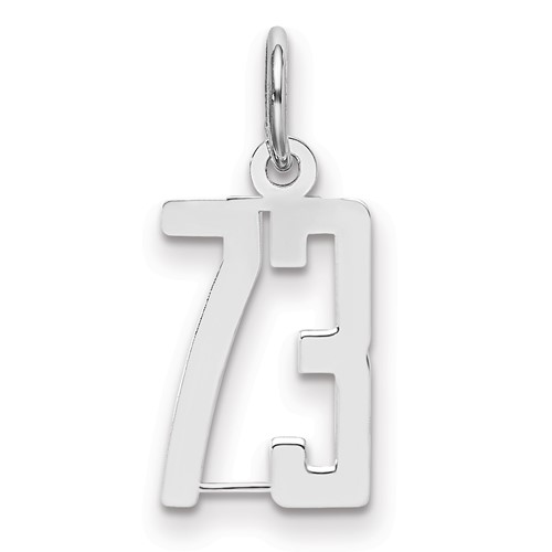 Sterling Silver Rhodium-plated Elongated Number 73 Charm