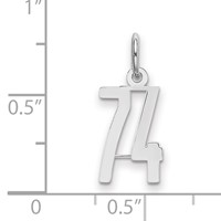 Sterling Silver Rhodium-plated Elongated Number 74 Charm view 2