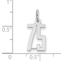 Sterling Silver Rhodium-plated Elongated Number 75 Charm view 2