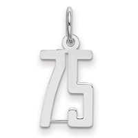 Sterling Silver Rhodium-plated Elongated Number 75 Charm view 1
