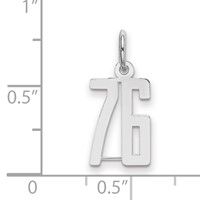 Sterling Silver Rhodium-plated Elongated Number 76 Charm view 2