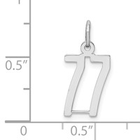 Sterling Silver Rhodium-plated Elongated Number 77 Charm view 3