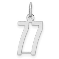 Sterling Silver Rhodium-plated Elongated Number 77 Charm view 1