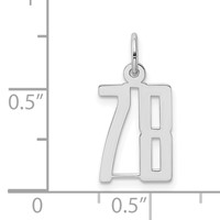 Sterling Silver Rhodium-plated Elongated Number 78 Charm view 3
