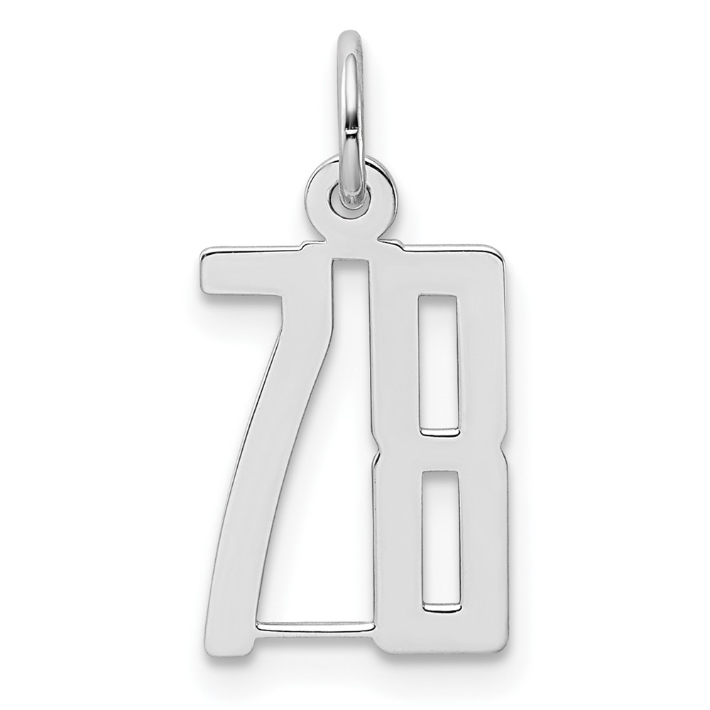 Sterling Silver Rhodium-plated Elongated Number 78 Charm
