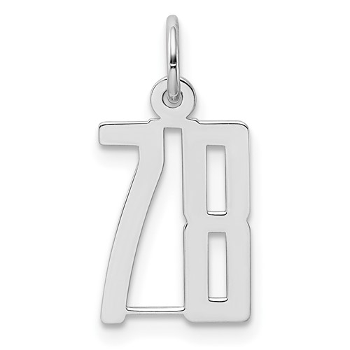 Sterling Silver Rhodium-plated Elongated Number 78 Charm
