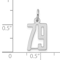 Sterling Silver Rhodium-plated Elongated Number 79 Charm view 3