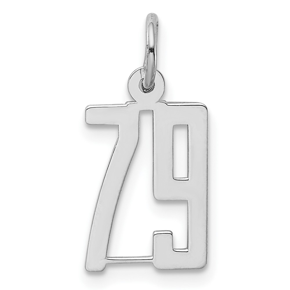 Sterling Silver Rhodium-plated Elongated Number 79 Charm