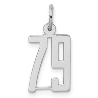 Sterling Silver Rhodium-plated Elongated Number 79 Charm view 1