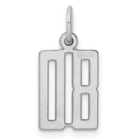 Sterling Silver Rhodium-plated Elongated Number 80 Charm view 4