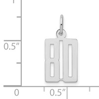 Sterling Silver Rhodium-plated Elongated Number 80 Charm view 3