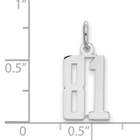 Sterling Silver Rhodium-plated Elongated Number 81 Charm view 2