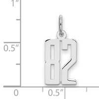 Sterling Silver Rhodium-plated Elongated Number 82 Charm view 2