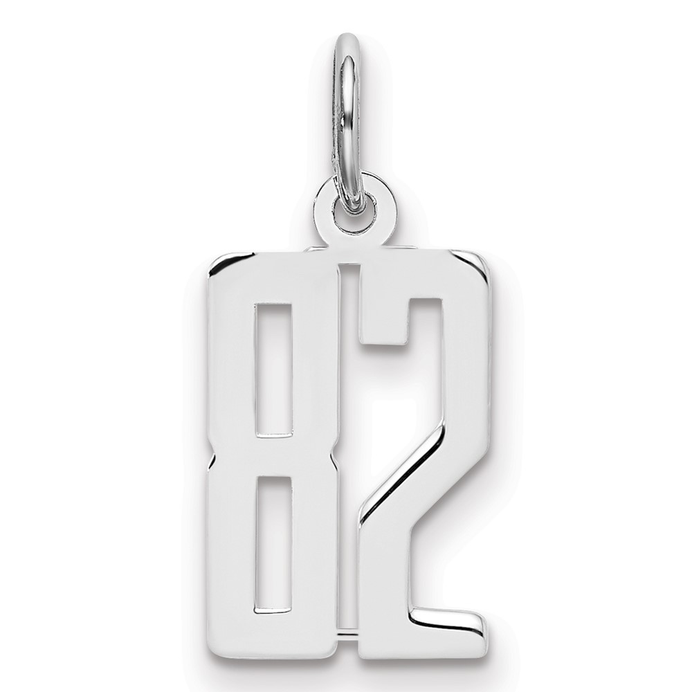 Sterling Silver Rhodium-plated Elongated Number 82 Charm