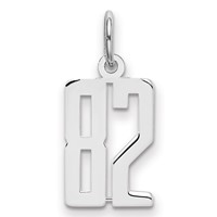 Sterling Silver Rhodium-plated Elongated Number 82 Charm view 1