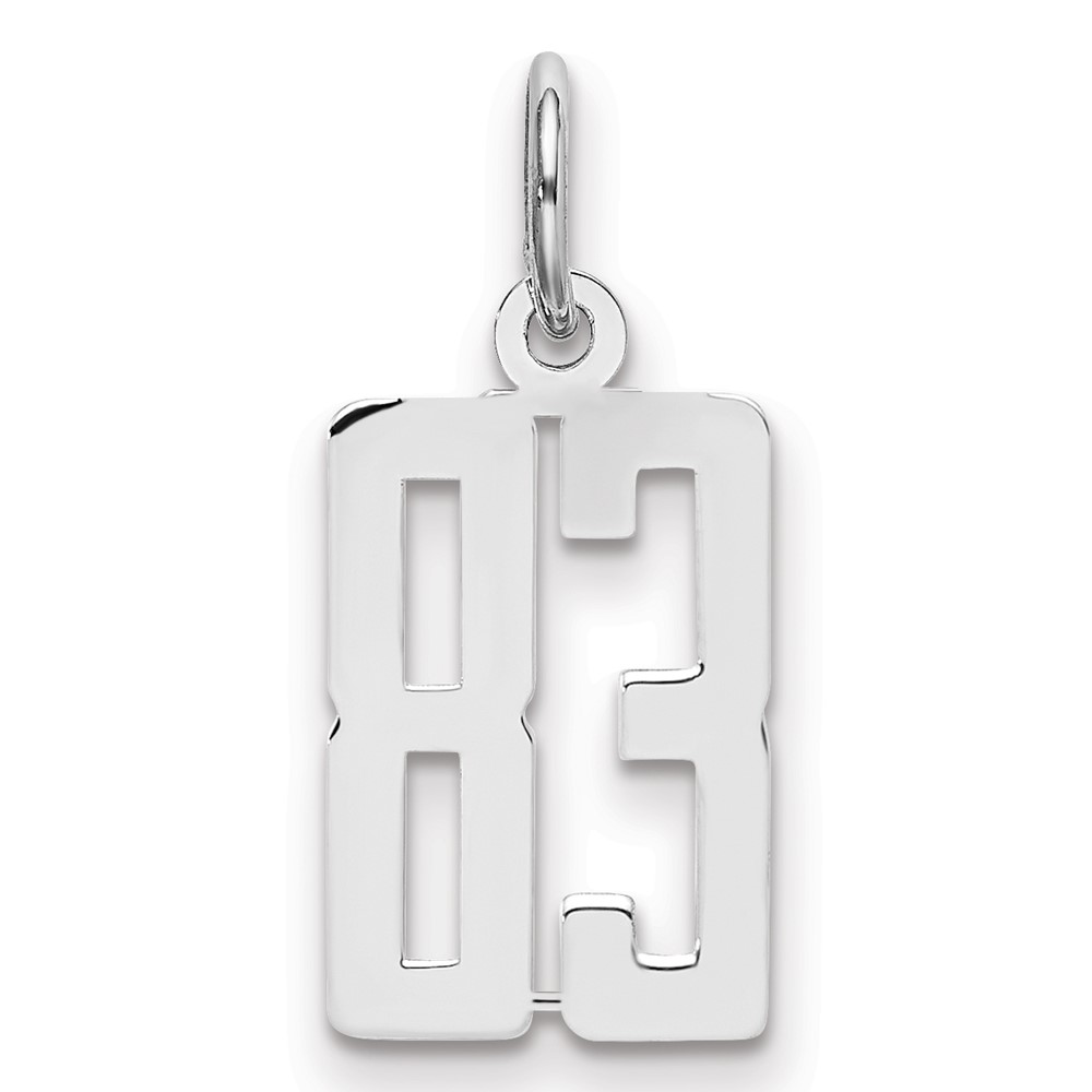 Sterling Silver Rhodium-plated Elongated Number 83 Charm
