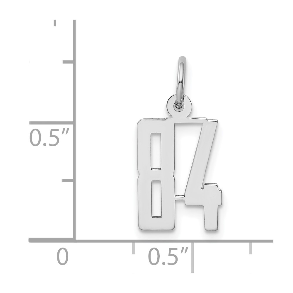 Sterling Silver/Rhodium-plated Elongated Number 84 Charm (QES84)