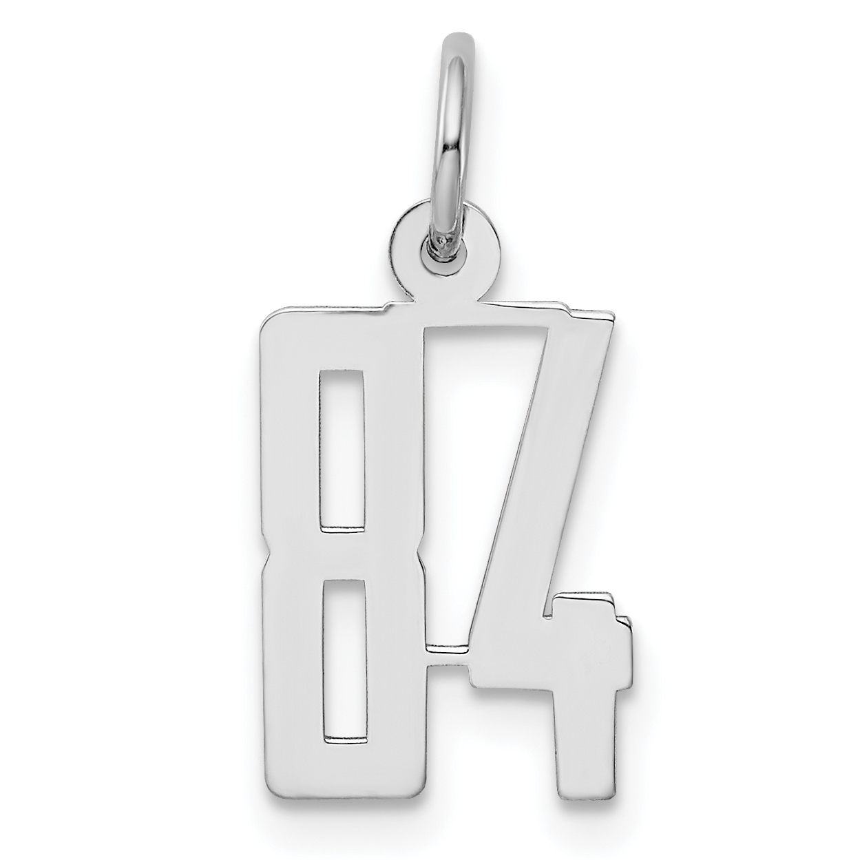 Sterling Silver/Rhodium-plated Elongated Number 84 Charm (QES84)