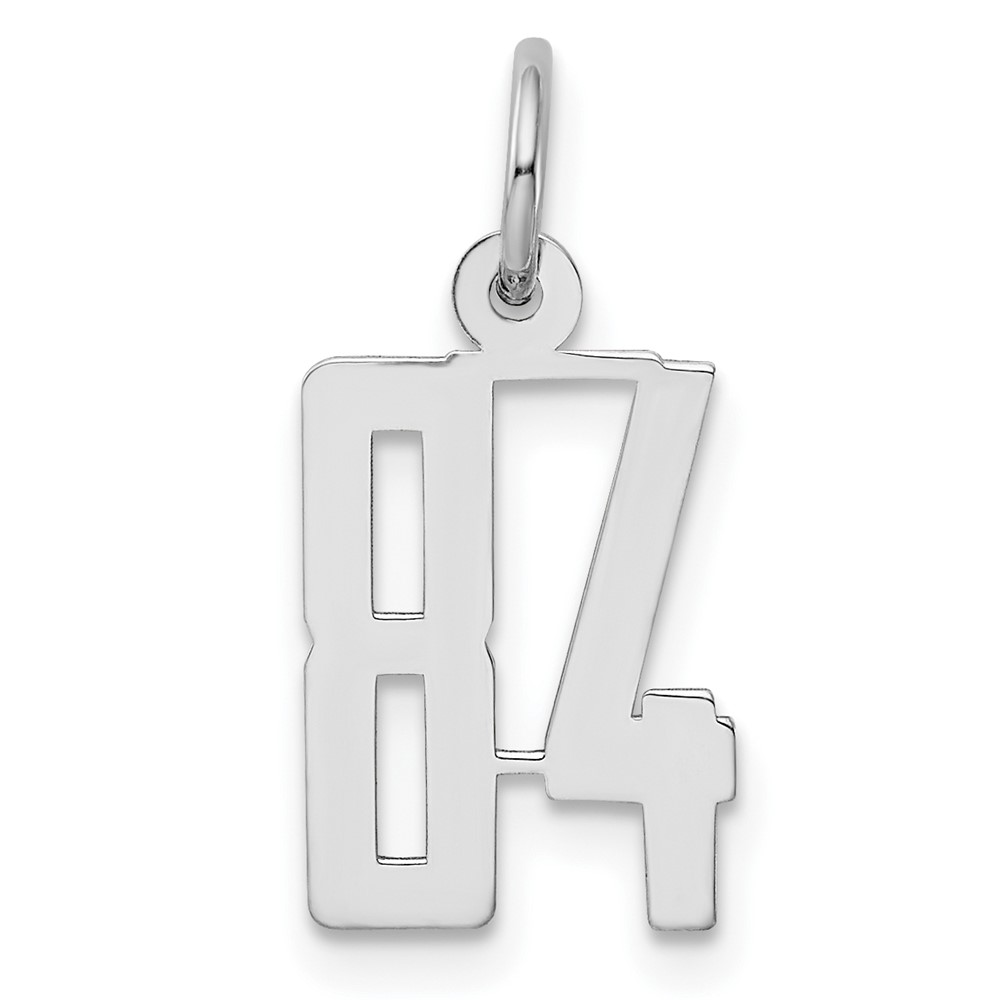 Sterling Silver/Rhodium-plated Elongated Number 84 Charm (QES84)