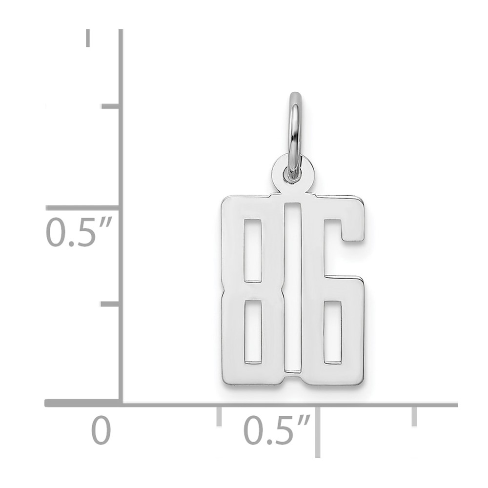 Sterling Silver/Rhodium-plated Elongated Number 86 Charm (QES86)