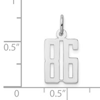 Sterling Silver Rhodium-plated Elongated Number 86 Charm view 3